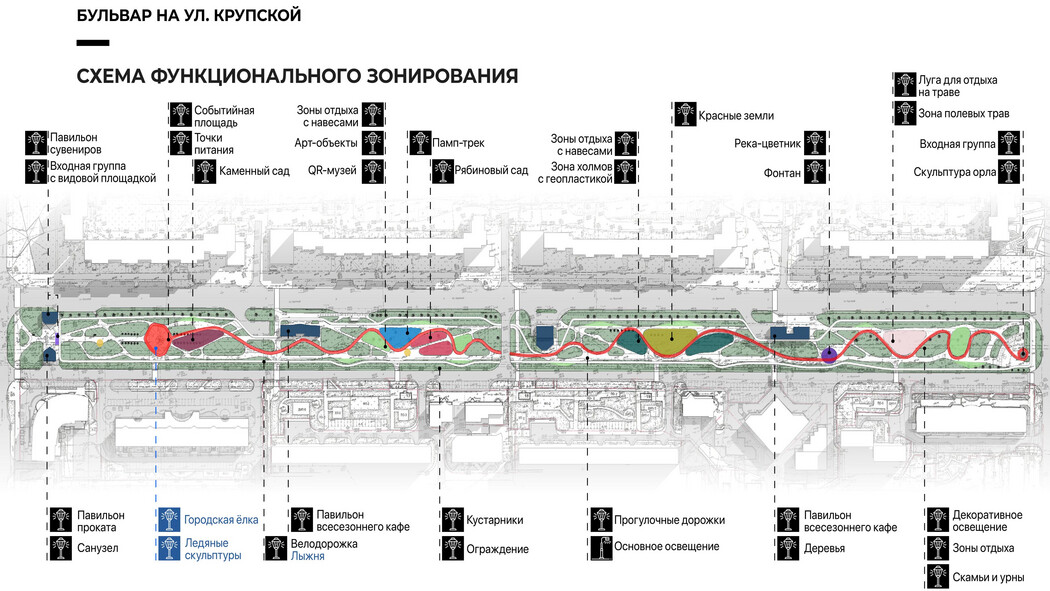 Схема зонирования улицы Крупской